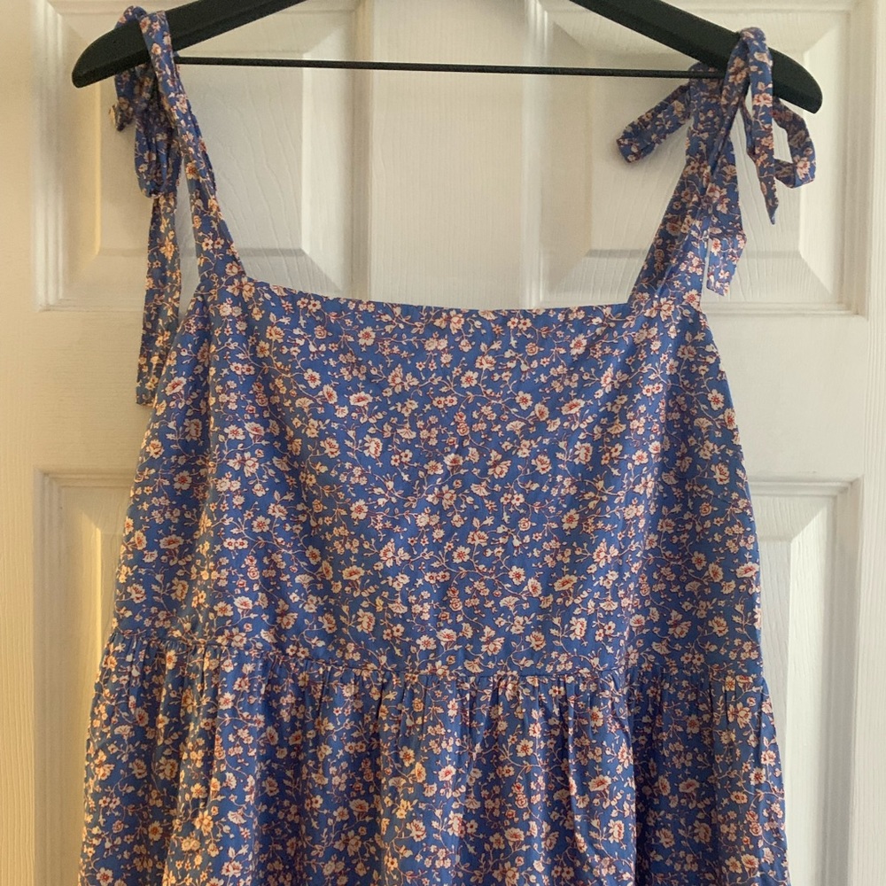 Madewell Tie-Strap Tiered Midi Dress in Summer Vines